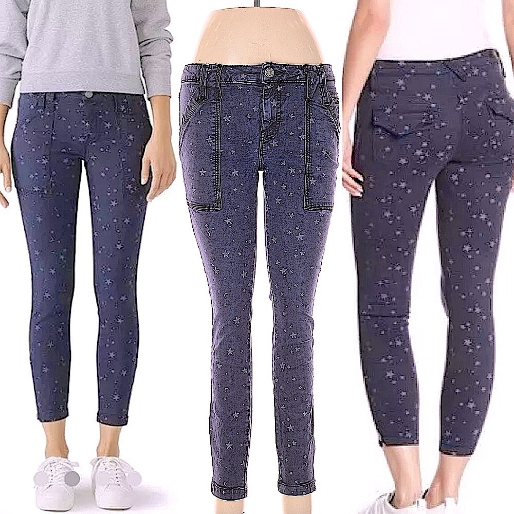 Joie Park Skinny c caviar Zipper Ankle Star Print Jeans Pants size 28